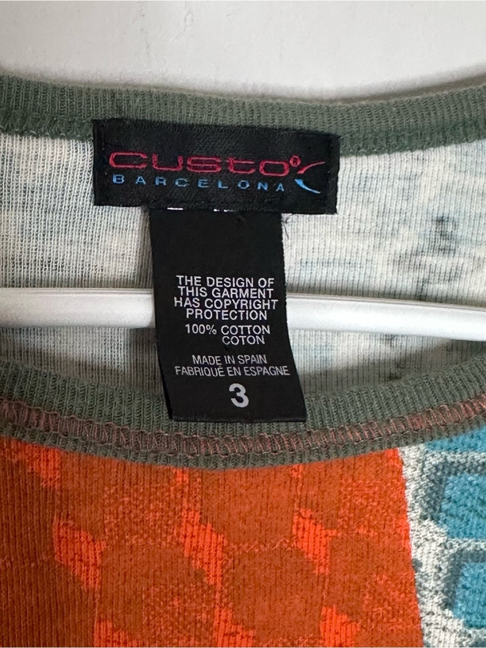 Custo Barcelona Short Sleeve Cotton Top M (3) Centennial Print - Picture 4 of 8